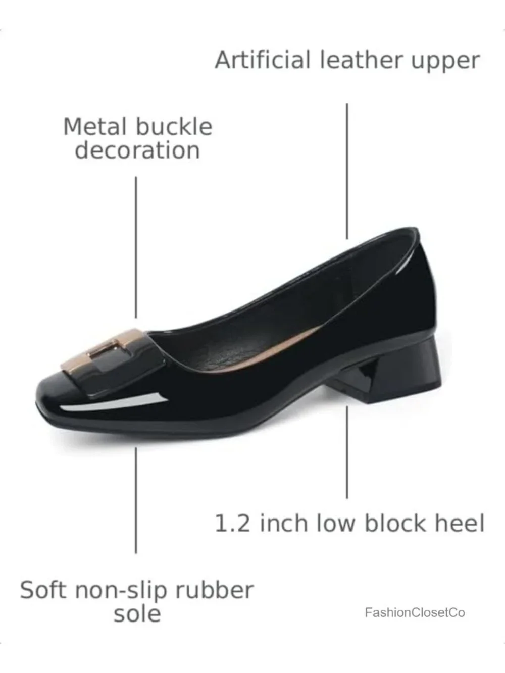 Women's Low Chunky Block Heel Square Toe Dress Pumps Office
